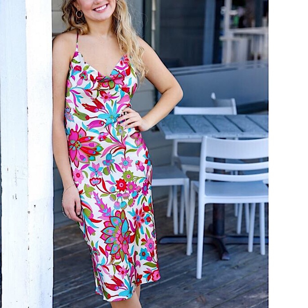 Flora Bea Savi Dress Floral Silk Slip Dress Size S • NEW WITH TAGS • - Picture 8 of 12